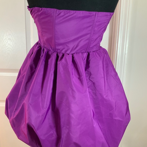 Zara Voluminous Strapless Purple Bubble Skirt Party Mini Dress Size Large - Picture 8 of 12